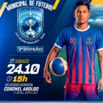 Cartaz da abertura do Campeonato Municipal de Futebol da Segunda Divisão de LEM, em 24 de outubro, às 15h